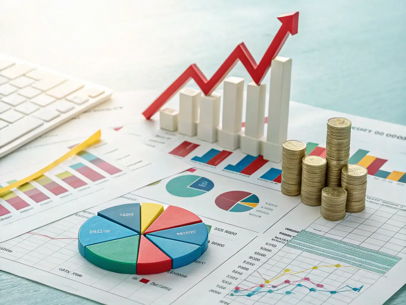 An image depicting a diverse portfolio of investments, showcasing growth charts and financial data, representing strategic investment planning.